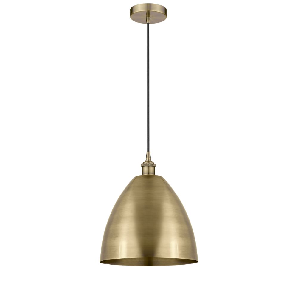 Innovations 616-1P-AB-MBD-12-BL-LED Plymouth Dome 1 Light 12 inch Mini Pendant in Antique Brass with Blue Plymouth Dome Metal Shade
