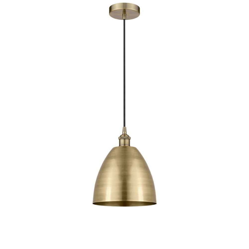 Innovations 616-1P-AB-MBD-9-BL-LED Plymouth Dome 1 Light 9 inch Mini Pendant in Antique Brass with Blue Plymouth Dome Metal Shade