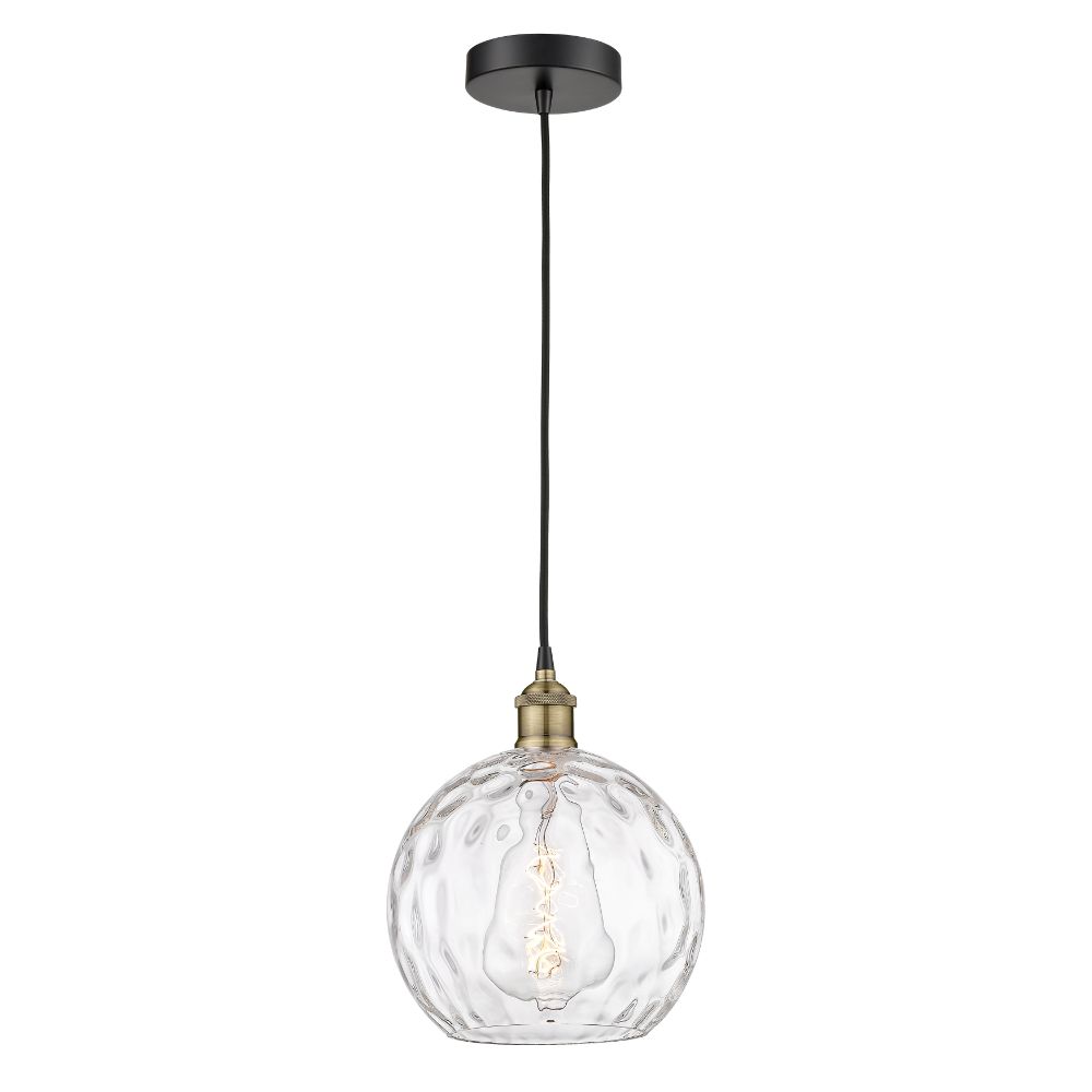 Innovations 616-1P-BAB-G1215-10 Athens Water Glass - 1 Light 10" Cord Hung Mini Pendant - Black Antique Brass Finish - Clear Water Glass Shade