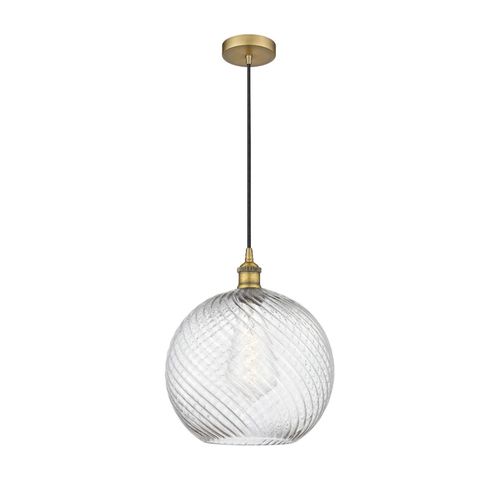 Innovations 616-1P-BB-G1214-12 Athens Twisted Swirl Mini Pendant in Brushed Brass