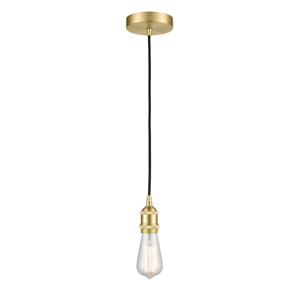 Innovations 616-1P-SB-LED Edison 1 Light 3" Cord Hung Mini Pendant LED Bulb in Satin Brass