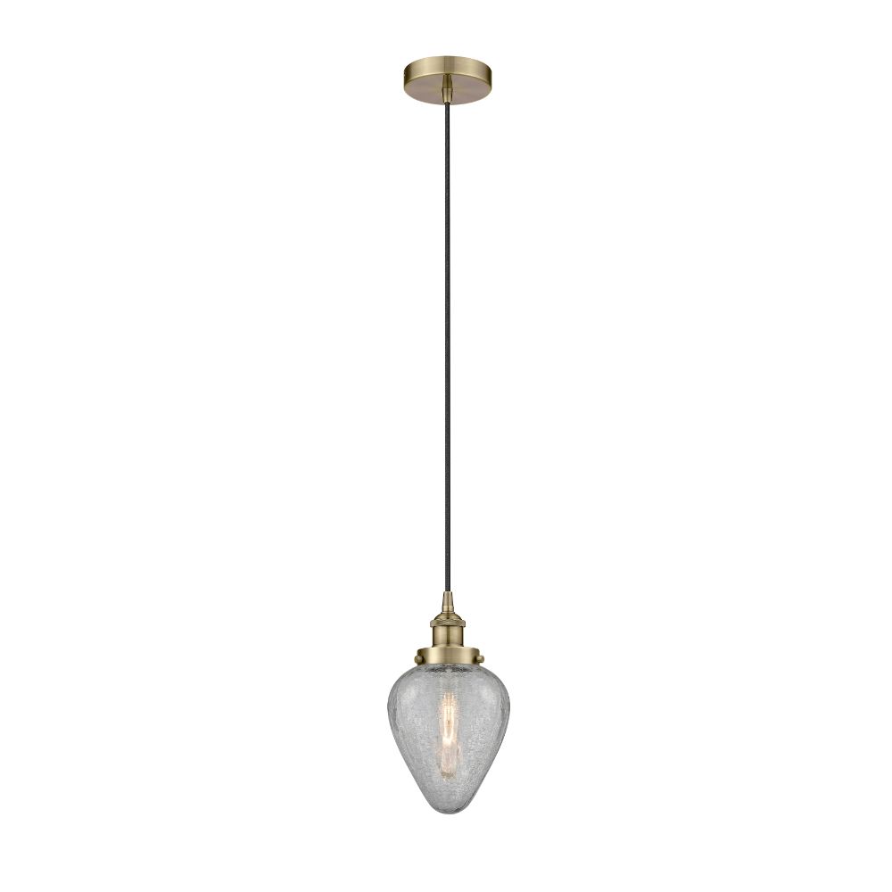 Innovations 616-1PH-AB-G165 Geneseo - 1 Light 6" Cord Hung Mini Pendant - Antique Brass Finish - Clear Shade