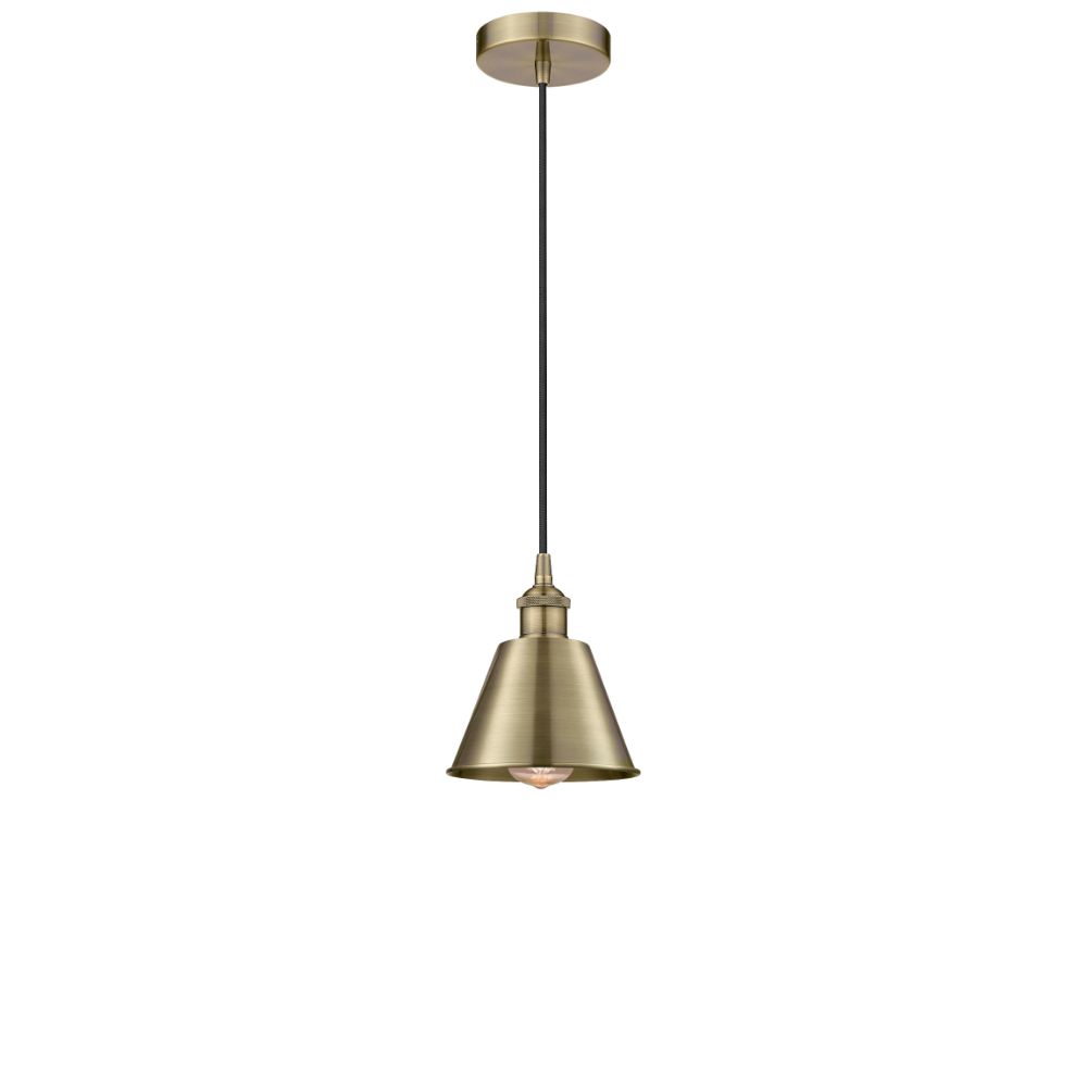 Innovations 616-1PH-AB-M9-AB Addison 1 Light 5 inch Mini Pendant in Antique Brass with Antique Brass Addison Metal Shade