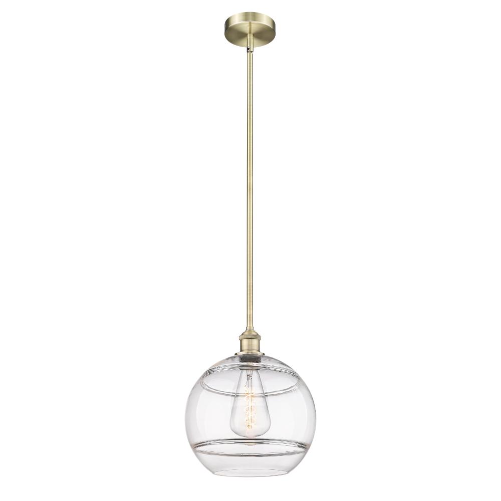 Innovations 616-1S-AB-G556-12CL Edison - Rochester - 1 Light 12" Stem Hung Mini Pendant - Antique Brass Finish - Clear Shade