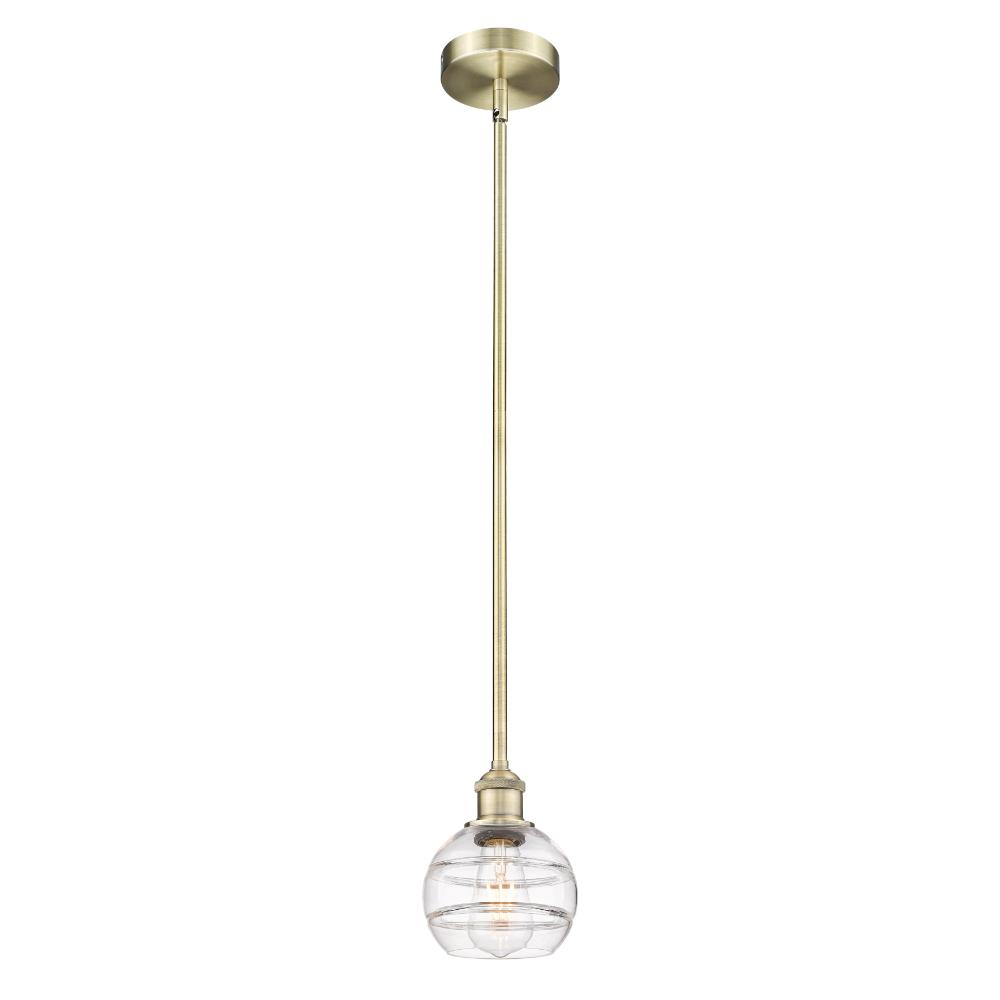 Innovations 616-1S-AB-G556-6CL Edison - Rochester - 1 Light 6" Stem Hung Mini Pendant - Antique Brass Finish - Clear Shade