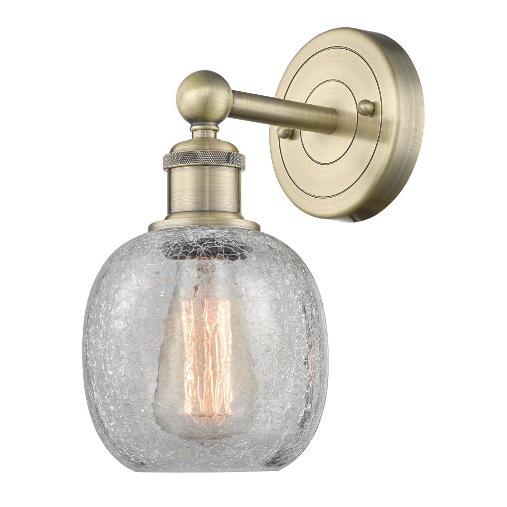 Innovations 616-1W-AB-G105 Edison Belfast - 1 Light 6" Sconce - Antique Brass Finish - Clear Crackle Shade