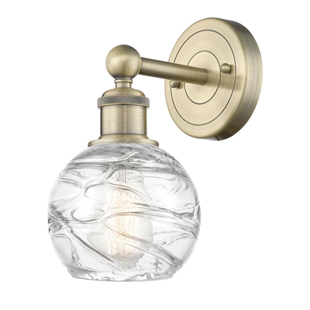 Innovations 616-1W-AB-G1213-6 Edison Athens Deco Swirl - 1 Light 6" Sconce - Antique Brass Finish - Clear Deco Swirl Shade