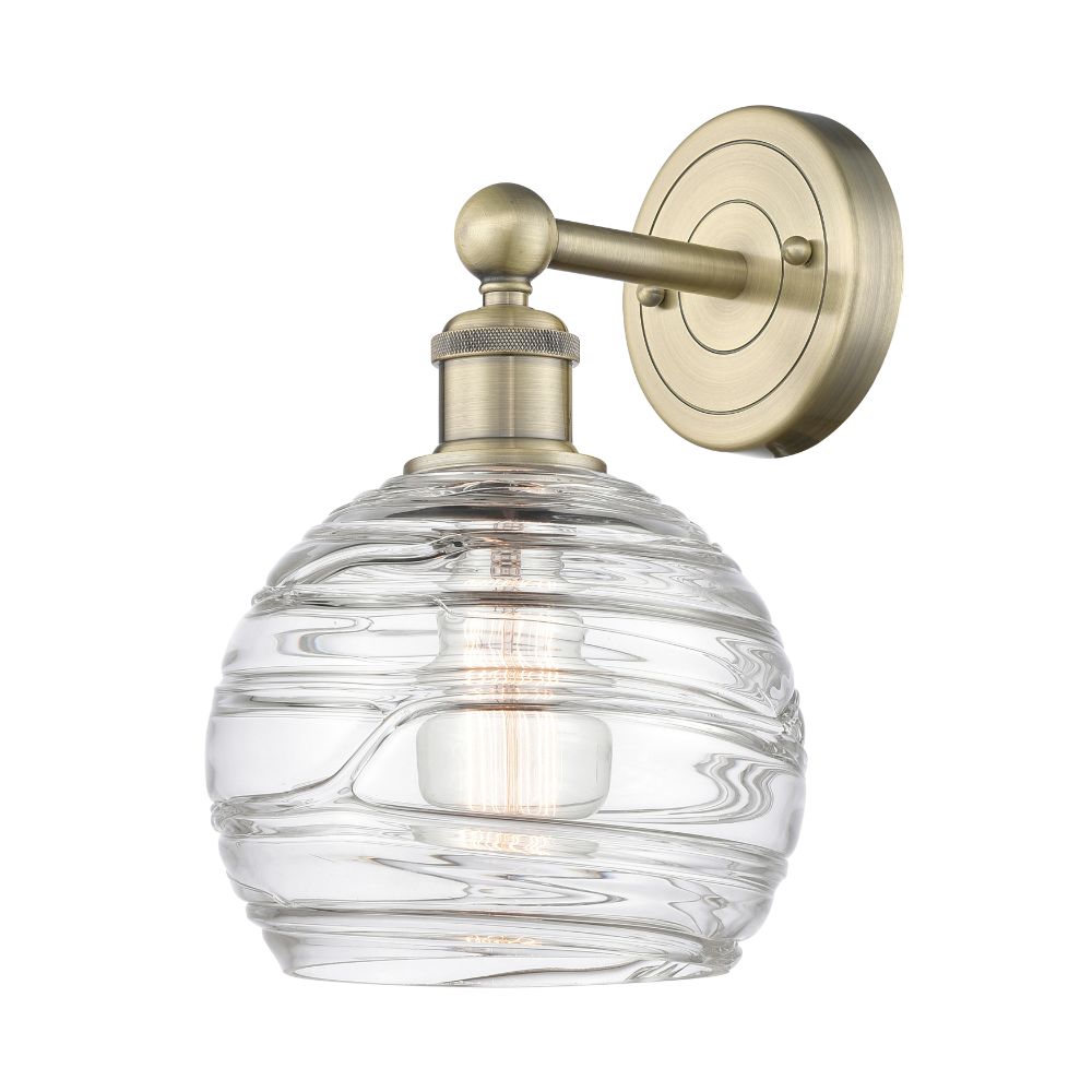 Innovations 616-1W-AB-G1213-8 Athens Deco Swirl - 1 Light 8" Sconce - Antique Brass Finish - Clear Deco Swirl Shade
