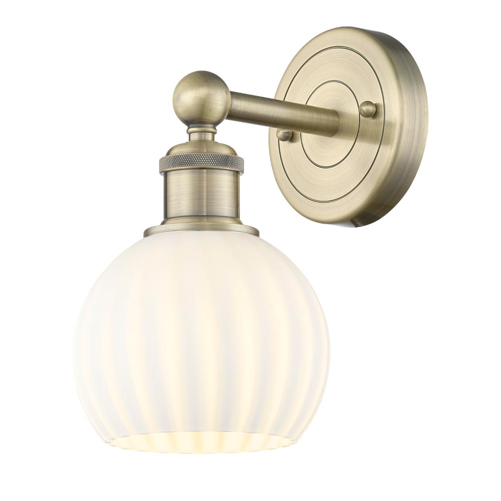 Innovations 616-1W-AB-G1217-6WV Edison - White Venetian - 1 Light 6" Sconce - Antique Brass Finish - White Venetian Shade