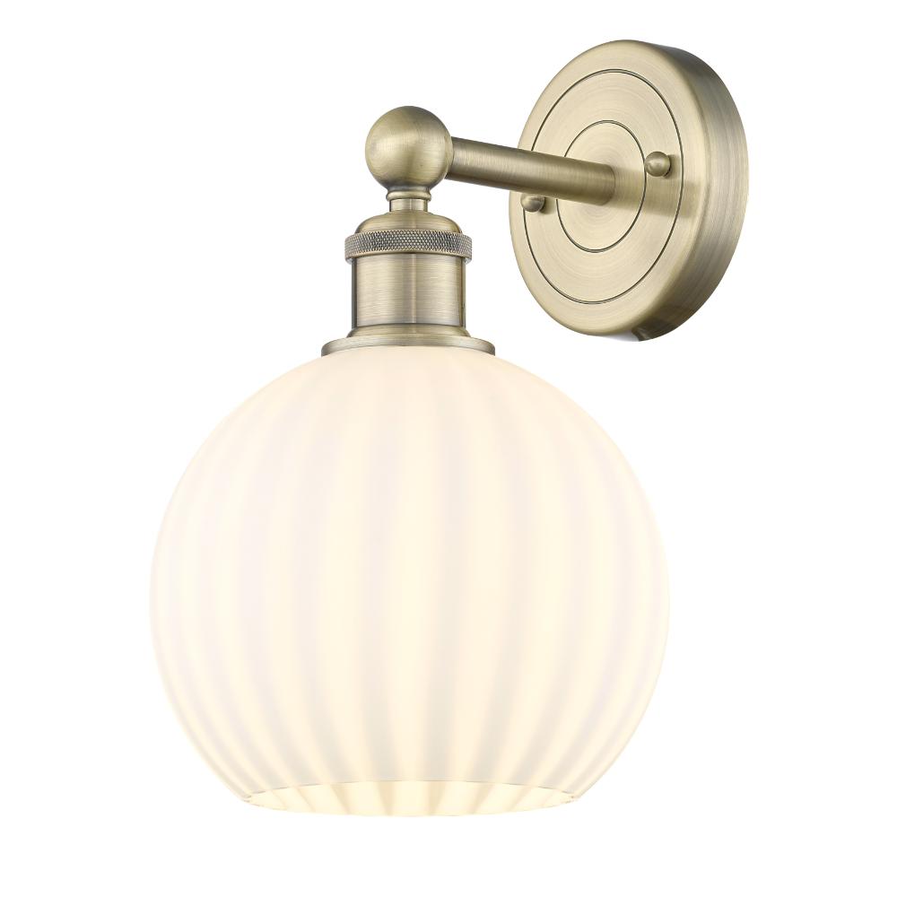 Innovations 616-1W-AB-G1217-8WV Edison - White Venetian - 1 Light 8" Sconce - Antique Brass Finish - White Venetian Shade