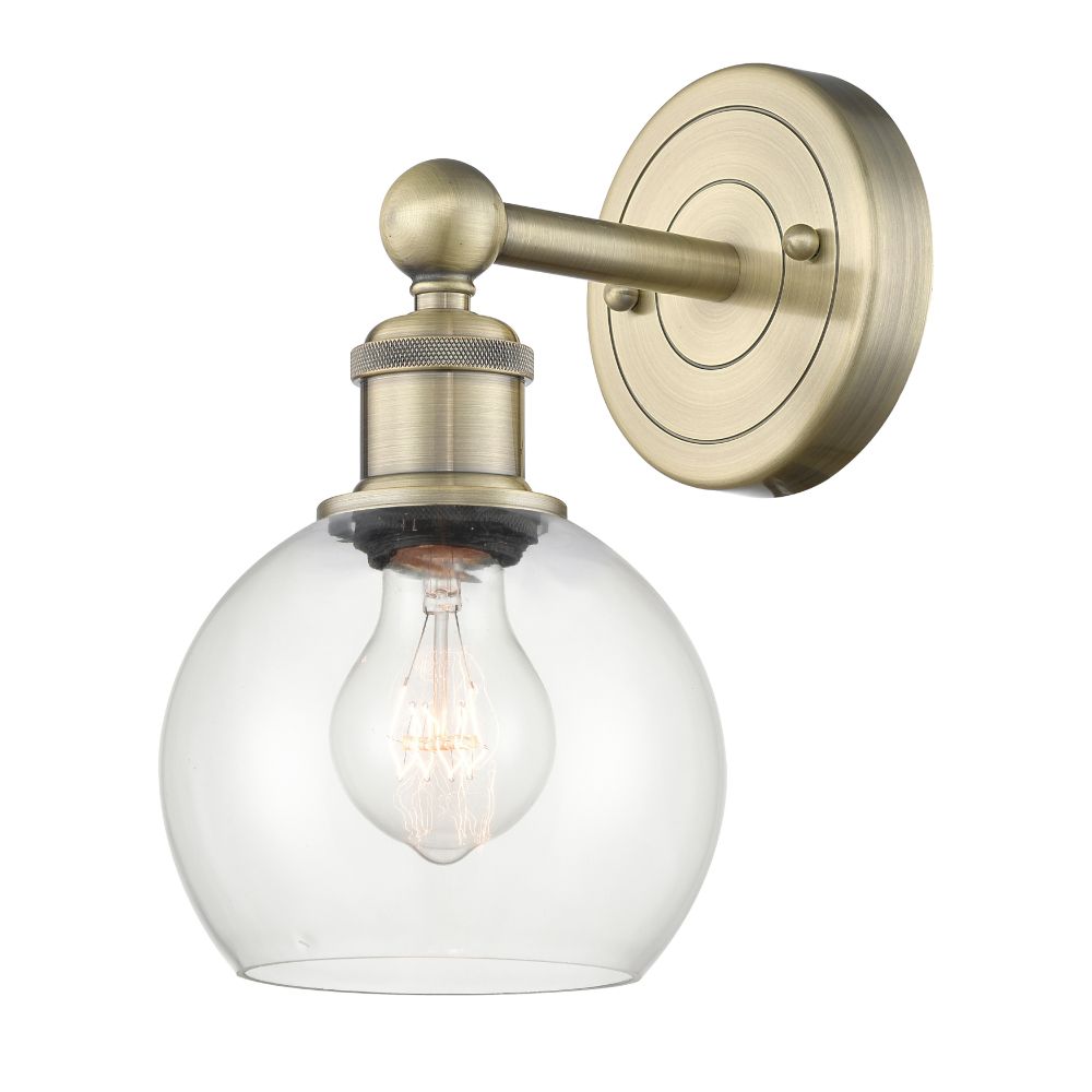 Innovations 616-1W-AB-G122-6 Edison Athens - 1 Light 6" Sconce - Antique Brass Finish - Clear Shade