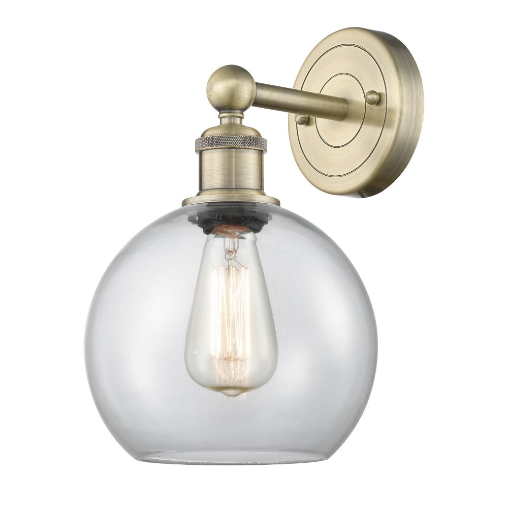 Innovations 616-1W-AB-G122-8 Athens - 1 Light 8" Sconce - Antique Brass Finish - Clear Shade