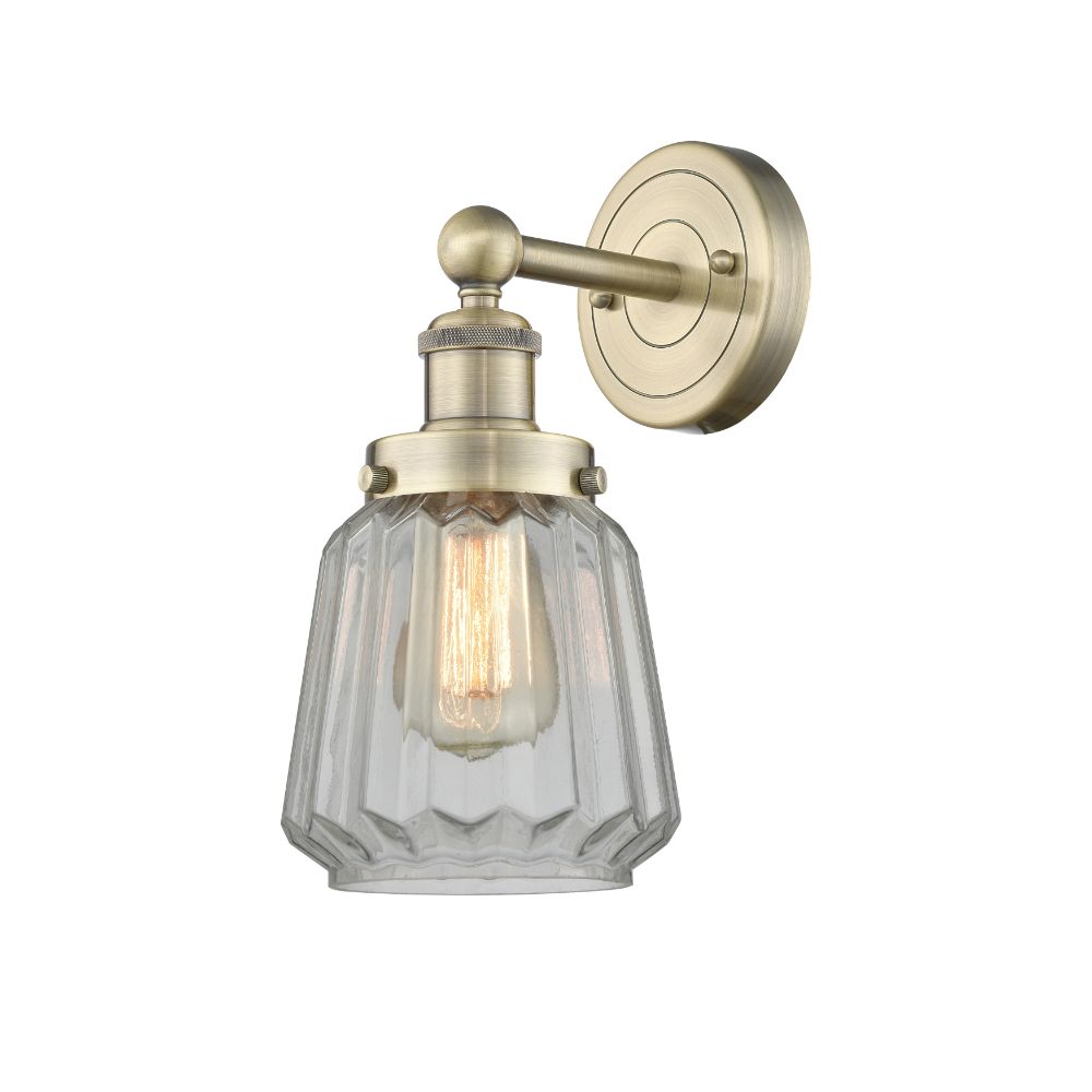 Innovations 616-1W-AB-G142 Edison Chatham - 1 Light 7" Sconce - Antique Brass Finish - Matte White Shade