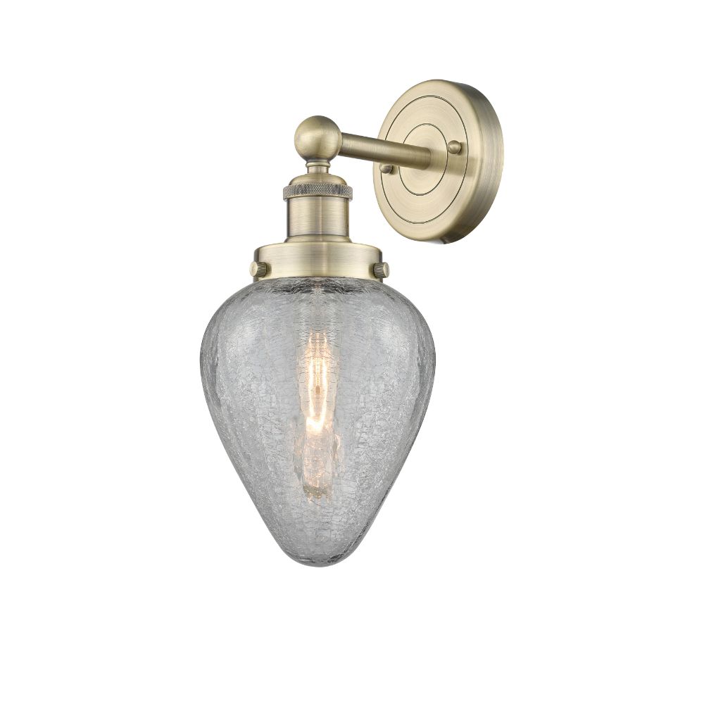 Innovations 616-1W-AB-G165 Geneseo - 1 Light 6" Sconce - Antique Brass Finish - Clear Crackle Shade