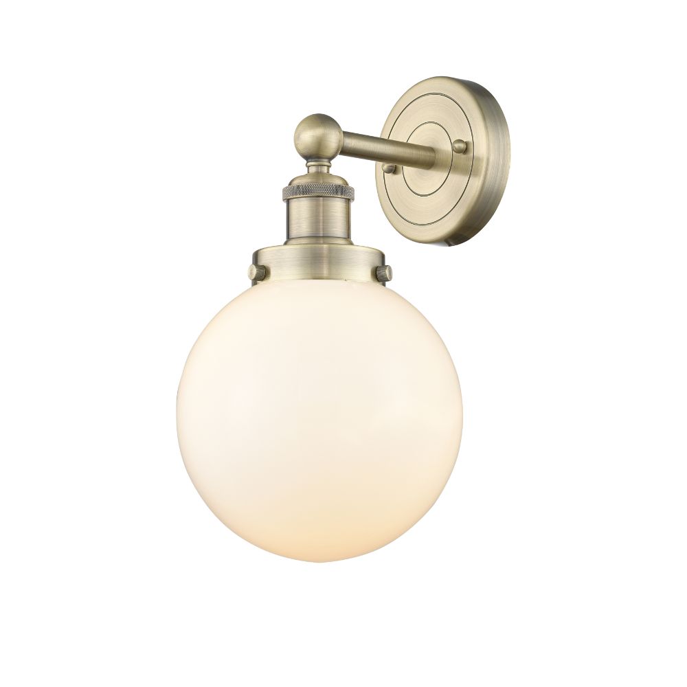 Innovations 616-1W-AB-G201-8 Large Beacon - 1 Light 7" Sconce - Antique Brass Finish - Matte White Shade