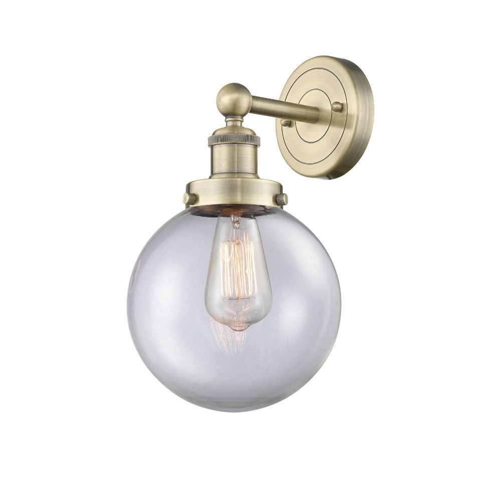 Innovations 616-1W-AB-G202-8 Large Beacon - 1 Light 7" Sconce - Antique Brass Finish - Clear Shade
