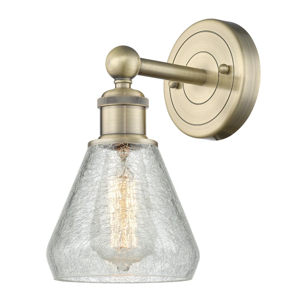 Innovations 616-1W-AB-G275 Conesus - 1 Light 6" Sconce - Antique Brass Finish - Clear Crackle Shade