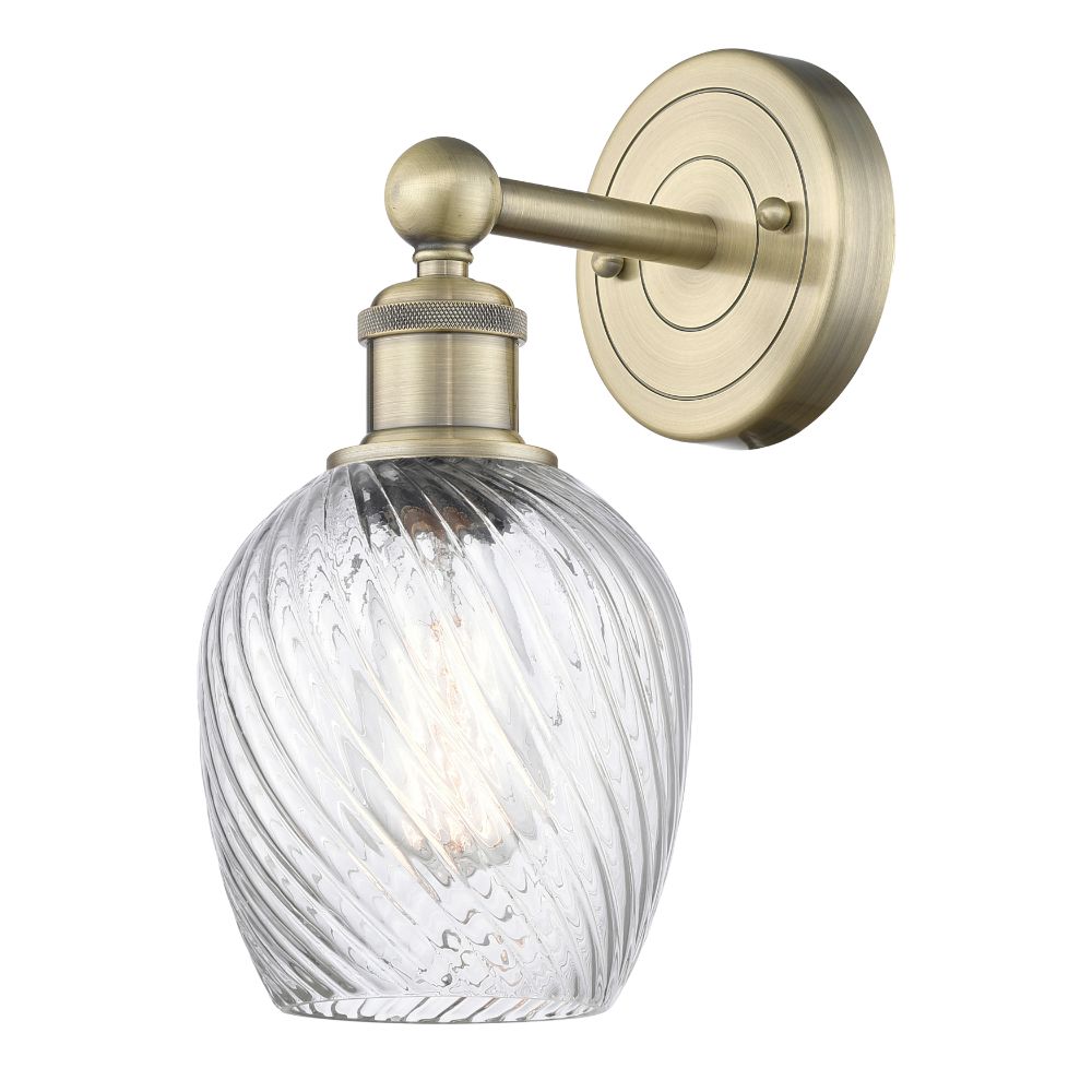 Innovations 616-1W-AB-G292 Salina - 1 Light 5" Sconce - Antique Brass Finish - Clear Spiral Fluted Shade