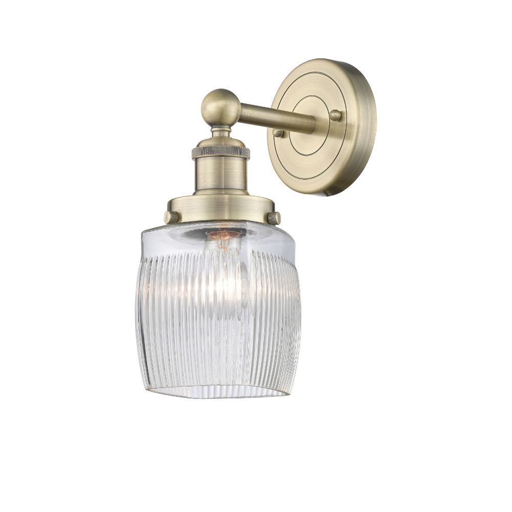 Innovations 616-1W-AB-G302 Colton - 1 Light 6" Sconce - Antique Brass Finish - Clear Crackle Shade