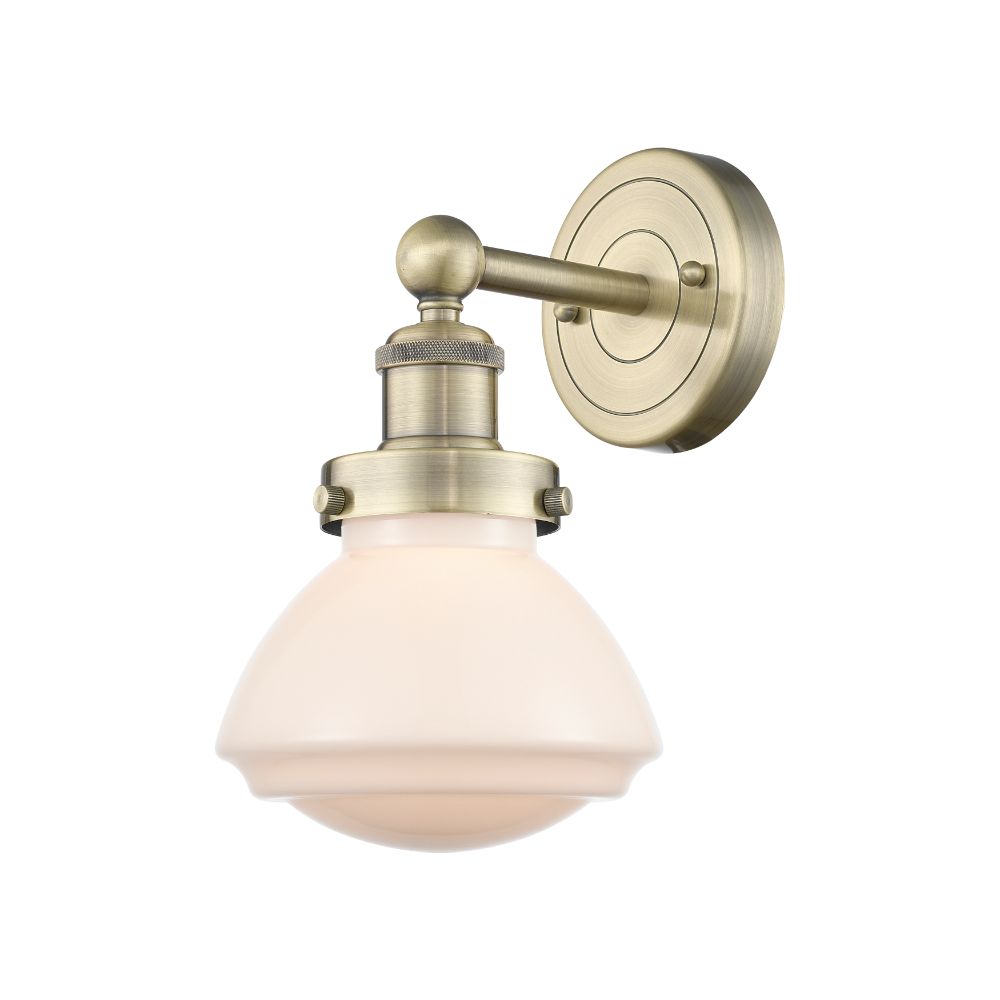 Innovations 616-1W-AB-G321 Olean - 1 Light 7" Sconce - Antique Brass Finish - Matte White Shade
