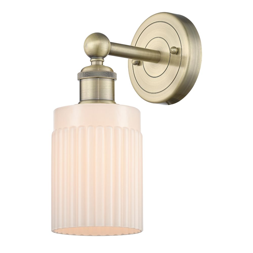 Innovations 616-1W-AB-G341 Hadley - 1 Light 5" Sconce - Antique Brass Finish - Matte White Shade