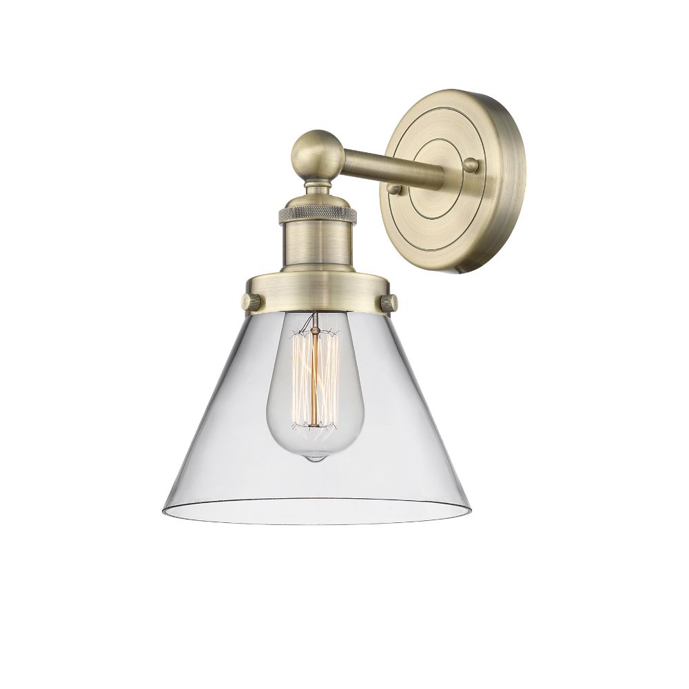 Innovations 616-1W-AB-G42 Large Cone - 1 Light 7" Sconce - Antique Brass Finish - Clear Shade