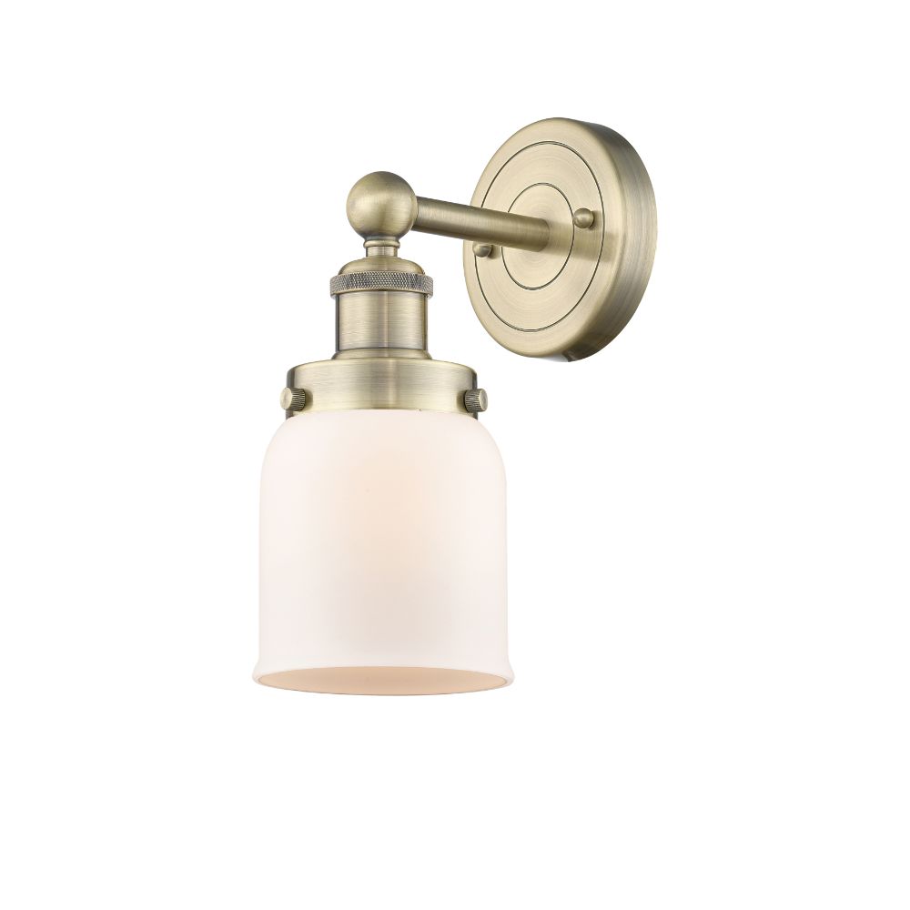 Innovations 616-1W-AB-G51 Small Bell - 1 Light 7" Sconce - Antique Brass Finish - Matte White Shade