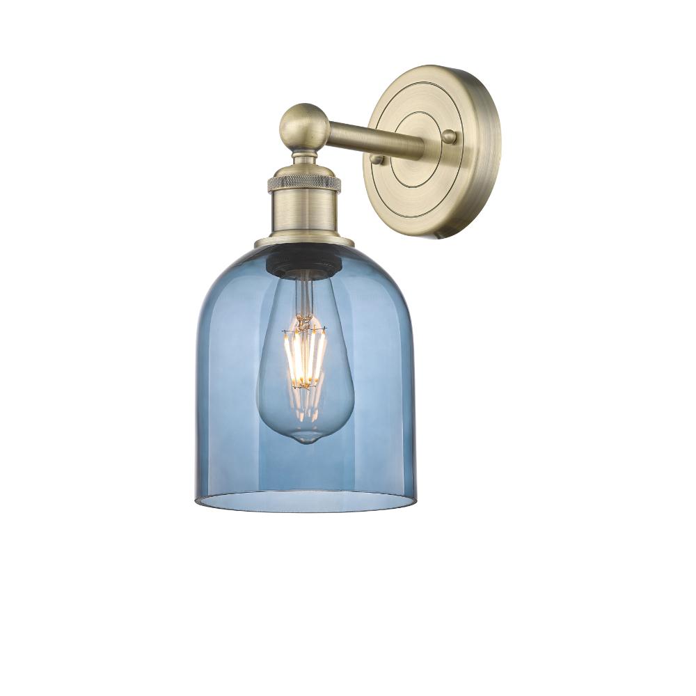 Innovations 616-1W-AB-G558-6BL Edison - Bella - 1 Light 6" Sconce - Antique Brass Finish - Princess Blue Shade