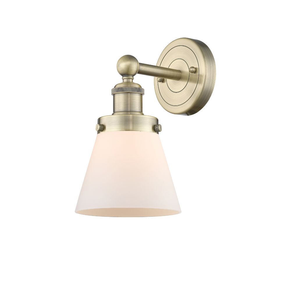 Innovations 616-1W-AB-G61 Small Cone - 1 Light 7" Sconce - Antique Brass Finish - Matte White Shade