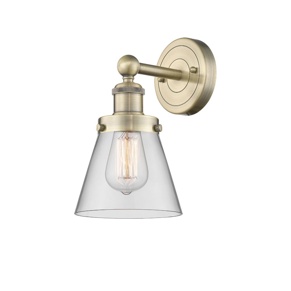 Innovations 616-1W-AB-G62 Small Cone - 1 Light 7" Sconce - Antique Brass Finish - Clear Shade