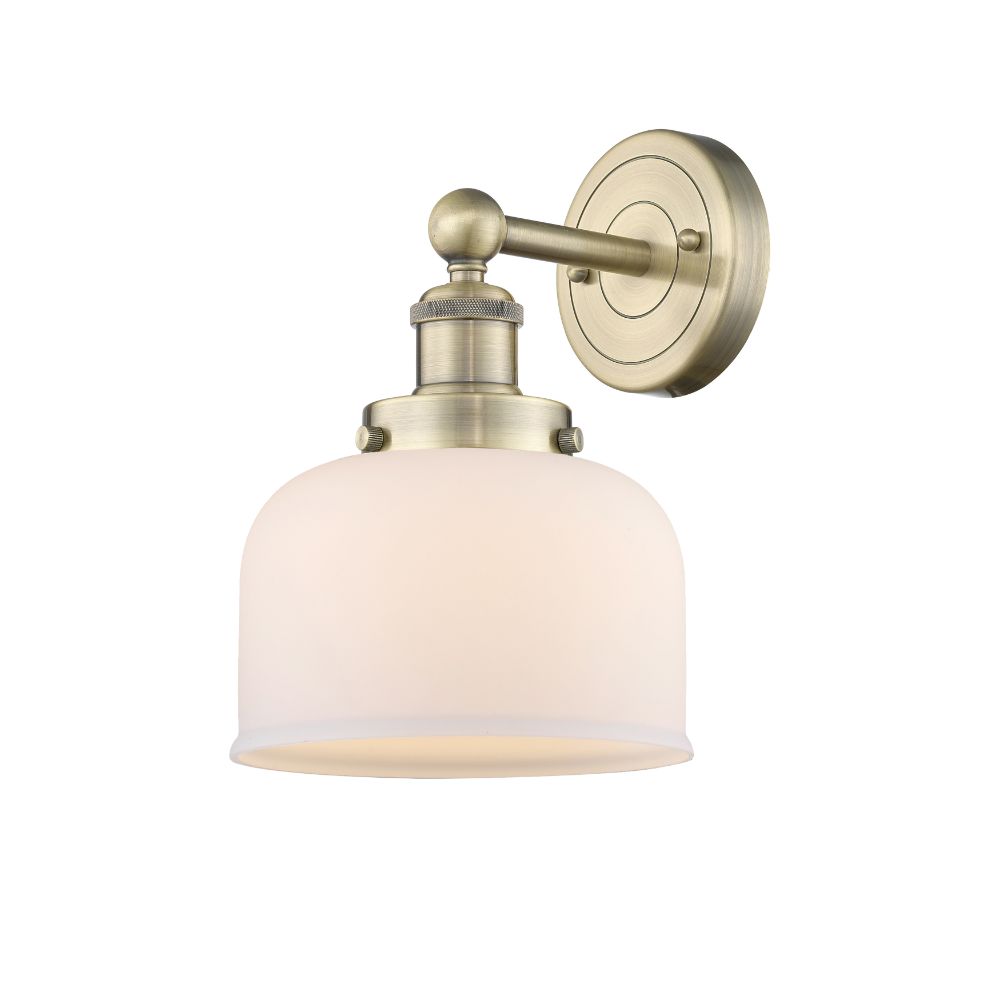 Innovations 616-1W-AB-G71 Large Bell - 1 Light 7" Sconce - Antique Brass Finish - Matte White Shade