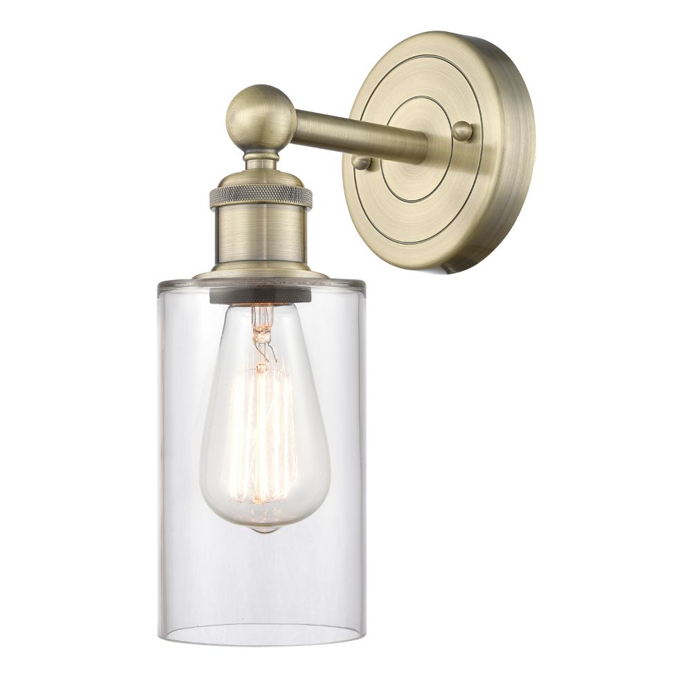 Innovations 616-1W-AB-G802 Clymer - 1 Light 4" Sconce - Antique Brass Finish - Clear Shade