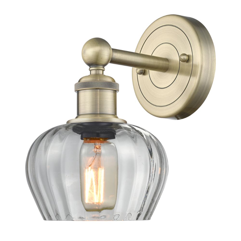 Innovations 616-1W-AB-G92 Edison Fenton - 1 Light 7" Sconce - Antique Brass Finish - Clear Shade