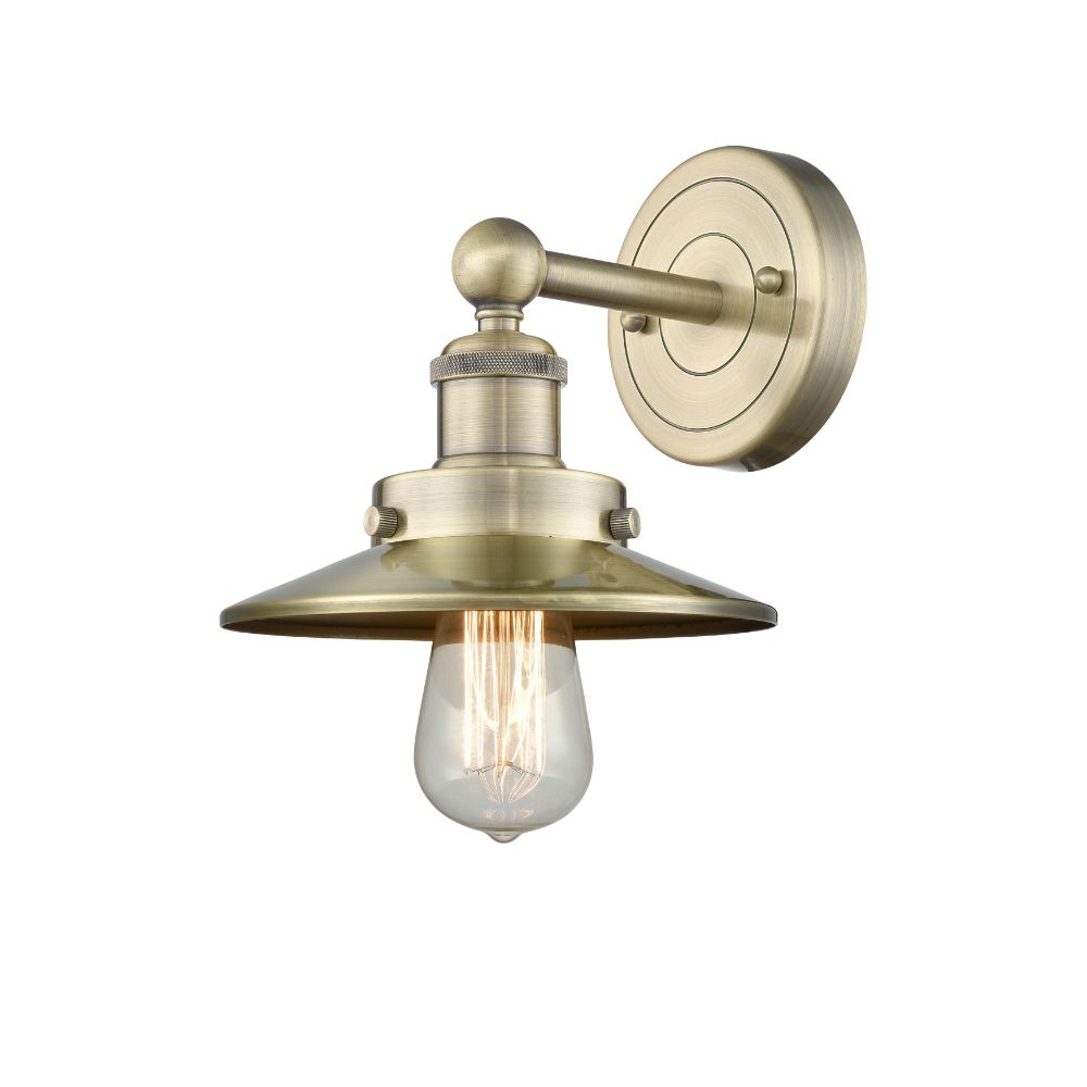Innovations 616-1W-AB-M4-AB Railroad - 1 Light 8" Sconce - Antique Brass Finish - Antique Brass Shade