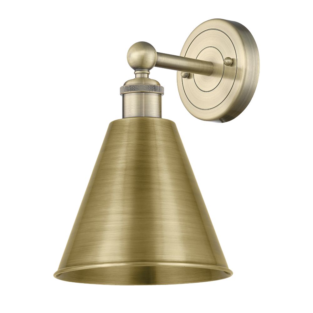 Innovations 616-1W-AB-MBC-8-AB Ballston Cone - 1 Light 8" Sconce - Antique Brass Finish - Antique Brass Shade