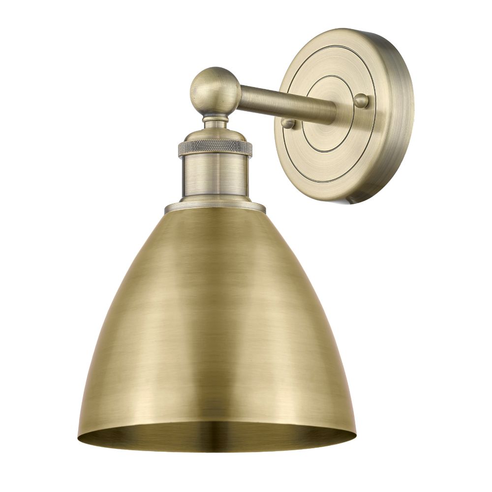 Innovations 616-1W-AB-MBD-75-AB Metal Bristol - 1 Light 8" Sconce - Antique Brass Finish - Antique Brass Shade