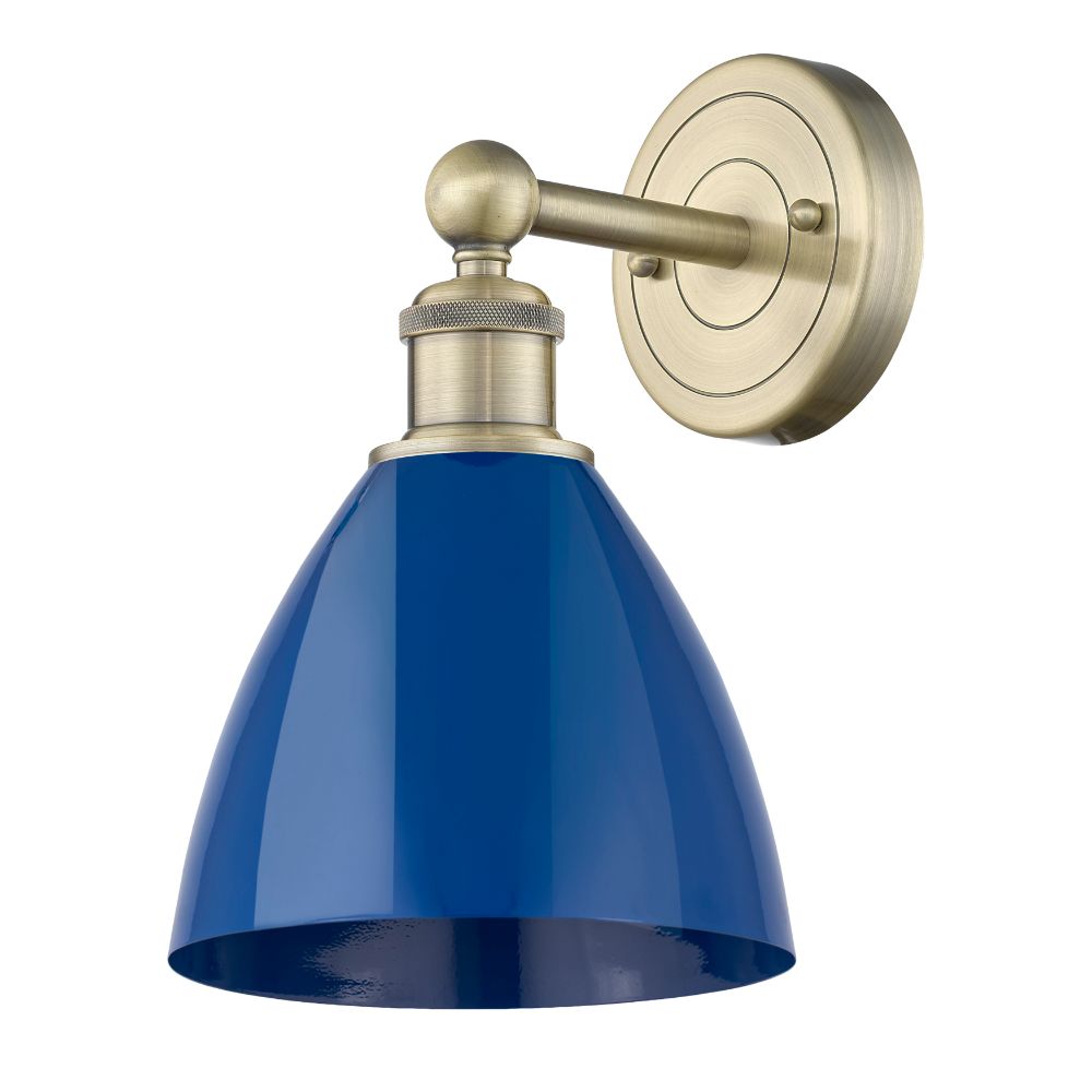 Innovations 616-1W-AB-MBD-75-BL Edison Plymouth Dome - 1 Light 8" Sconce - Antique Brass Finish - Blue Shade