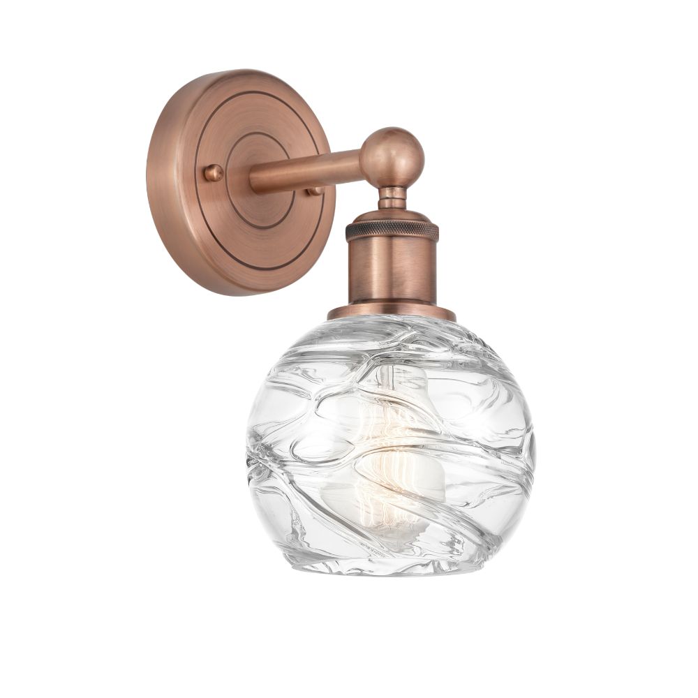 Innovations 616-1W-AC-G1213-6 Edison Athens Deco Swirl - 1 Light 6" Sconce - Antique Copper Finish - Clear Deco Swirl Shade