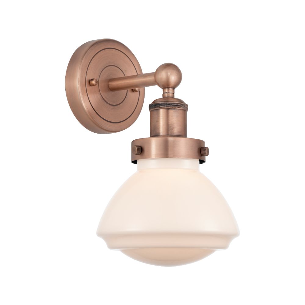 Innovations 616-1W-AC-G321 Olean - 1 Light 7" Sconce - Antique Copper Finish - Matte White Shade