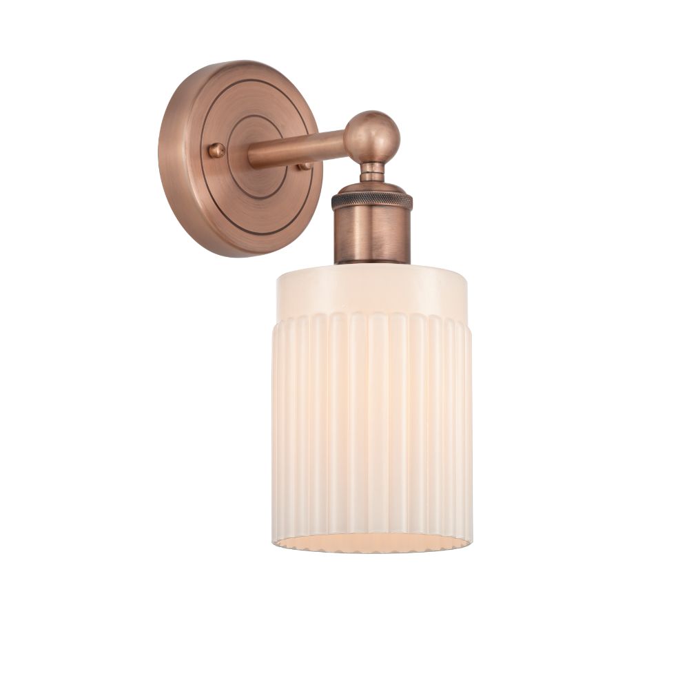 Innovations 616-1W-AC-G341 Hadley - 1 Light 5" Sconce - Antique Copper Finish - Matte White Shade