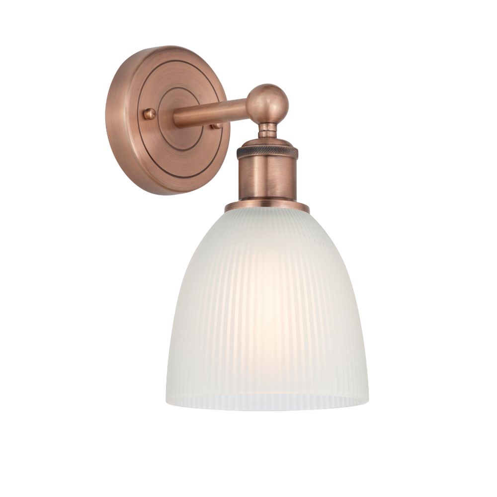 Innovations 616-1W-AC-G381 Castile - 1 Light 6" Sconce - Antique Copper Finish - White Shade