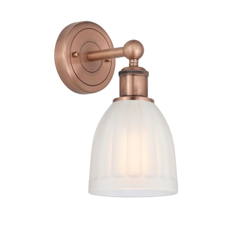 Innovations 616-1W-AC-G441 Brookfield - 1 Light 6" Sconce - Antique Copper Finish - White Shade