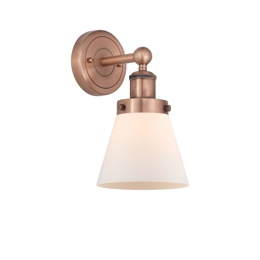 Innovations 616-1W-AC-G61 Small Cone - 1 Light 7" Sconce - Antique Copper Finish - Matte White Shade