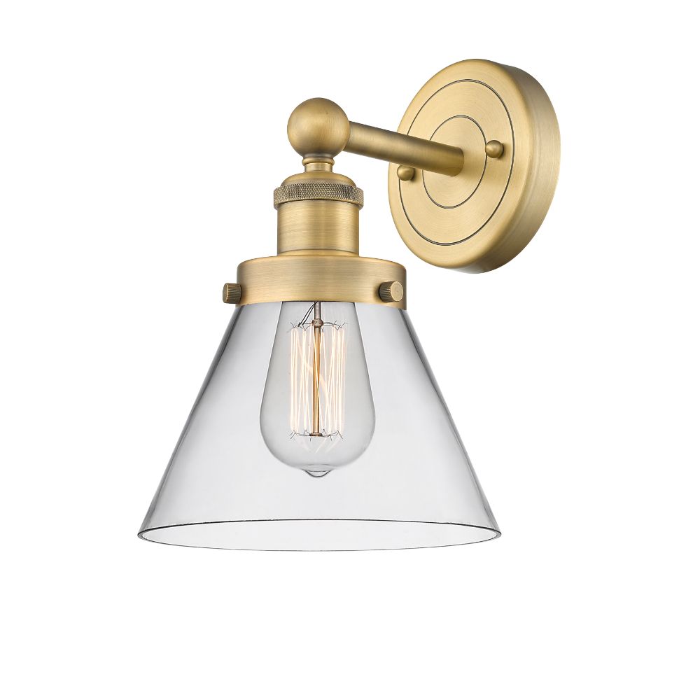 Innovations 616-1W-BB-G42 Large Cone - 1 Light 7" Sconce - Brushed Brass Finish - Clear Shade