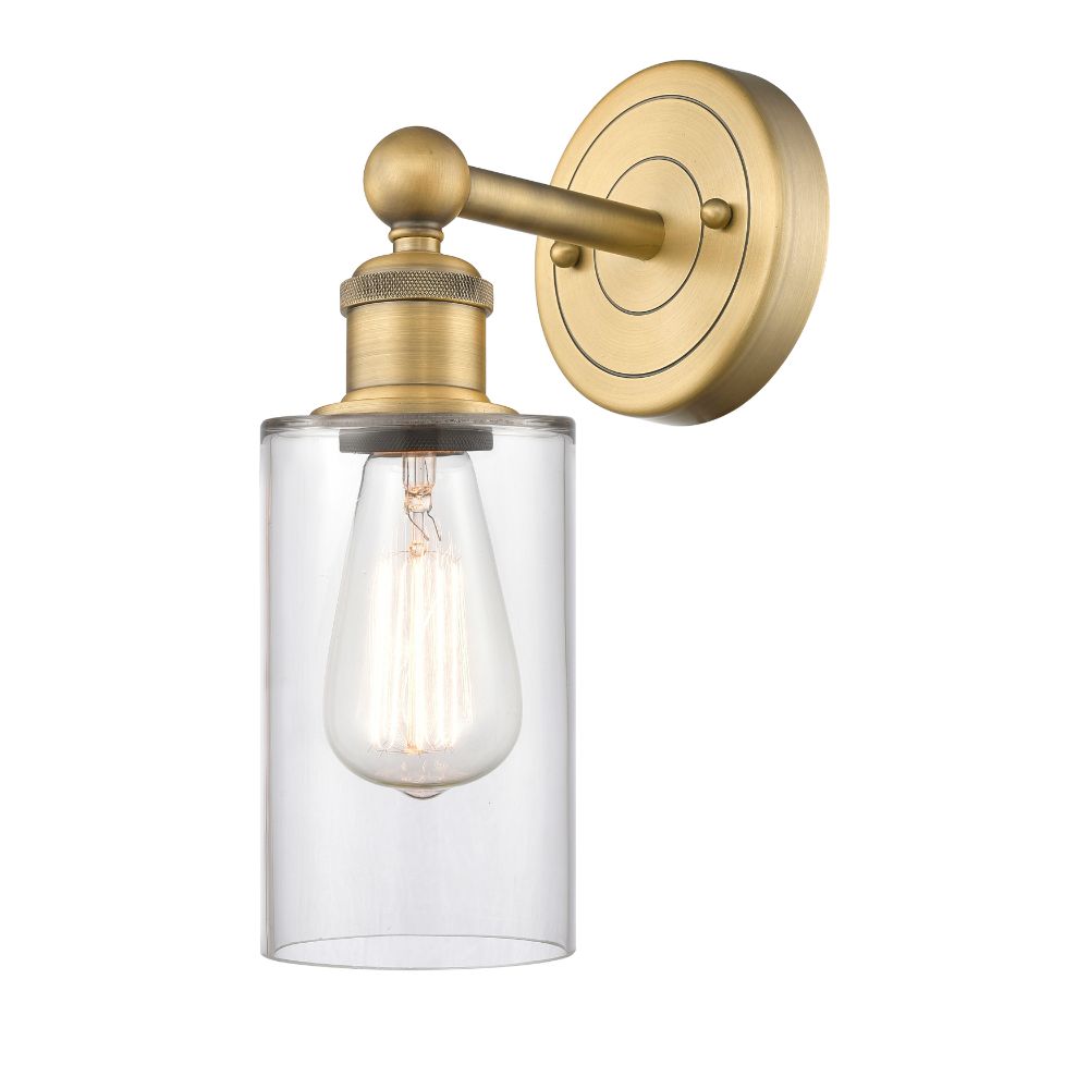 Innovations 616-1W-BB-G802 Clymer - 1 Light 4" Sconce - Brushed Brass Finish - Clear Shade