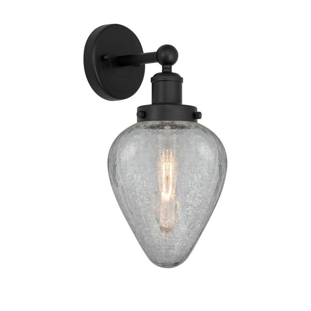 Innovations 616-1W-BK-G165 Geneseo Edison 1 Light 6" Sconce Clear Crackle Shade in Matte Black