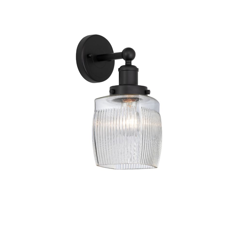 Innovations 616-1W-BK-G302 Colton Edison 1 Light 6" Sconce Clear Crackle Shade in Matte Black