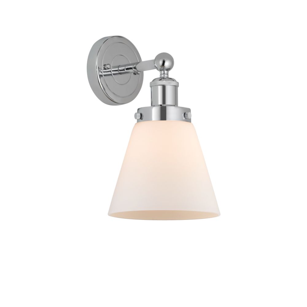 Innovations 616-1W-PC-G61 Cone Edison Small 1 Light 7" Sconce Matte White Shade in Polished Chrome