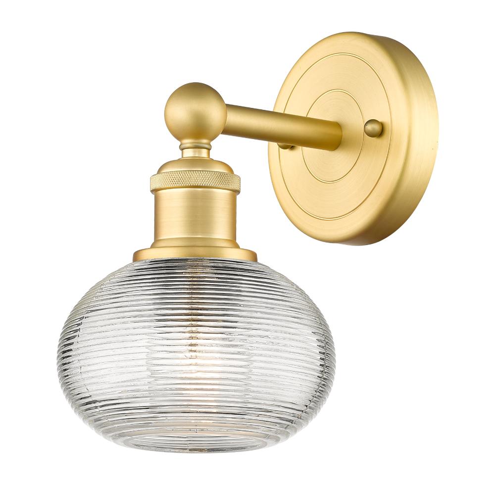 Innovations 616-1W-SG-G555-6CL Edison - Ithaca - 1 Light 6" Sconce - Satin Gold Finish - Clear Edison - Ithaca Shade