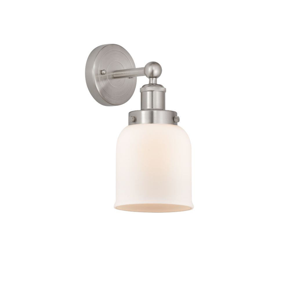 Innovations 616-1W-SN-G51 Bell Edison Small 1 Light 7" Sconce Matte White Shade in Brushed Satin Nickel